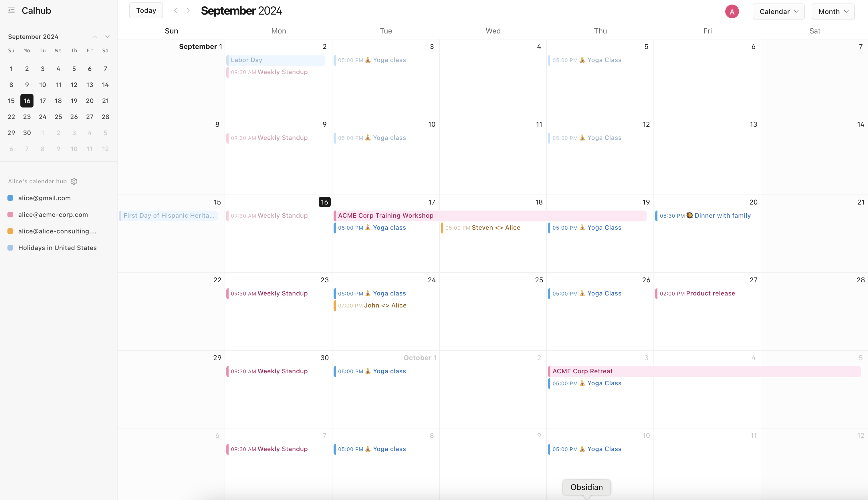 Unified Calendar View